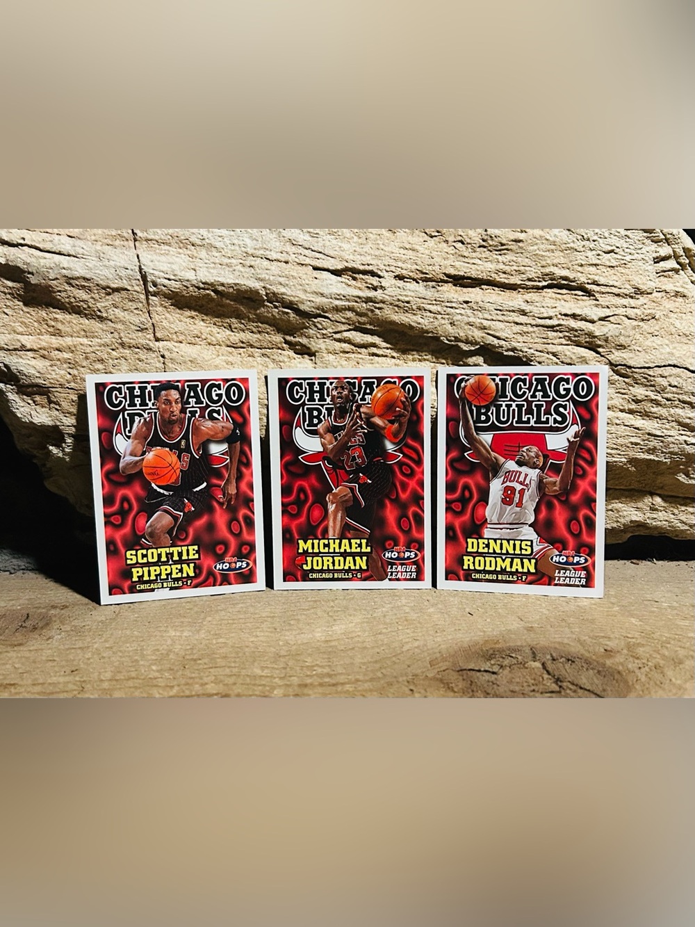 Vintage 1990’s Chicago Bulls Pippen, Jordan, Rodman Collector’s Cards Lot of 3
